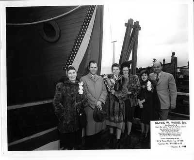 Ships-Stockton-Launching-Clyde W. Wood Inc.-Mrs. Howard Brooks, Guest ...