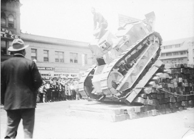 European War, 1914-1918 - Stockton: Caterpillar Tank Demonstration, Downtown