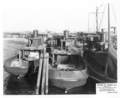 Shipbuilding-Stockton-Clyde W. Wood Inc.-Clyde W. Wood shipbuilding construction, Yard No.2 Harbor Blvd. and Los Angeles St, U.S. Army Utility Tug