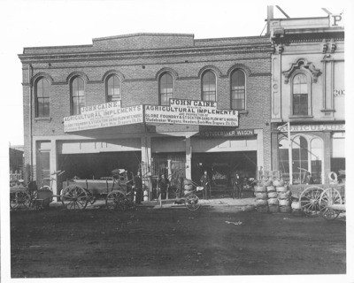 Agricultural - Implements - Trade & Manufacture - Stockton: John Caine, dealer in Agricultural Implements and Proprietor of Globe Foundry & Stockton Gang Plow MF'G Works westside of El Dorado between Main St. and Market St