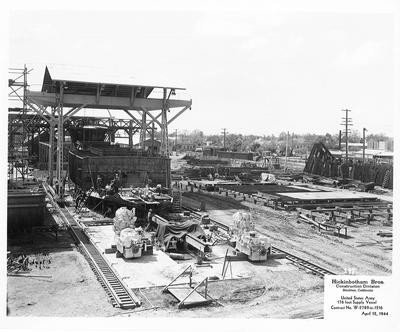 Shipbuilding Hickinbotham Bros.-Stockton- Miscellaneous photos of shipbuilding, Hickinbotham Bros., Construction Division: United States Army 176 foot Supply Vessel