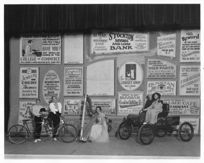 Advertising - Stockton: Large bulletin board displaying advertisements from various businesses