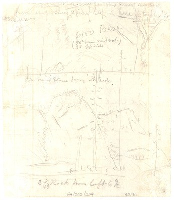 Yosemite National Park - Canyons - Tenaya - Tenaya Cascades (Drawing fragment and notes from the Verso of This Drawing.)