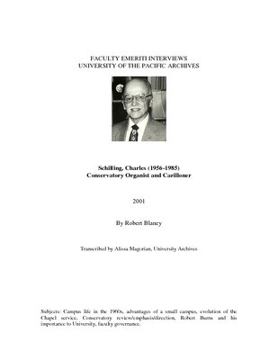 Schilling, Charles Oral History Interview