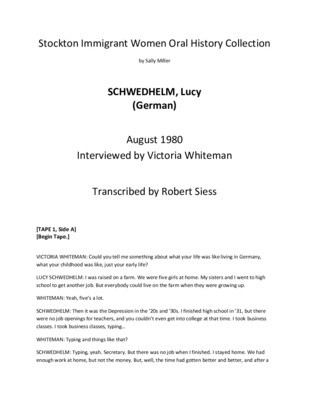 Schwedhelm, Luci interview