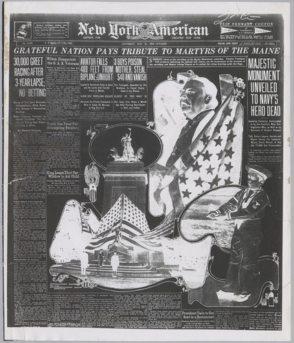 New York American front page (negative view)