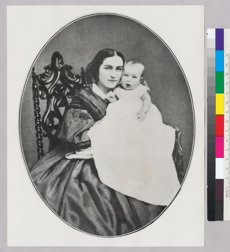 Phoebe Apperson Hearst holding William Randolph Hearst, Sr. as a baby