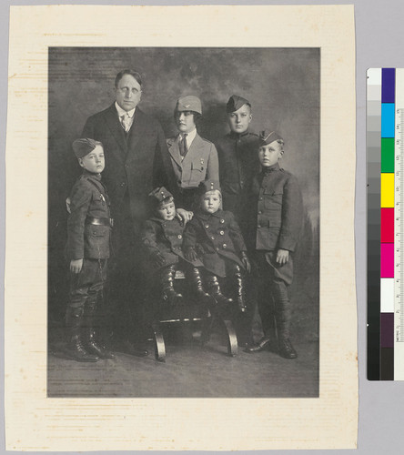 Hearst family portrait with Millicent and boys in uniforms