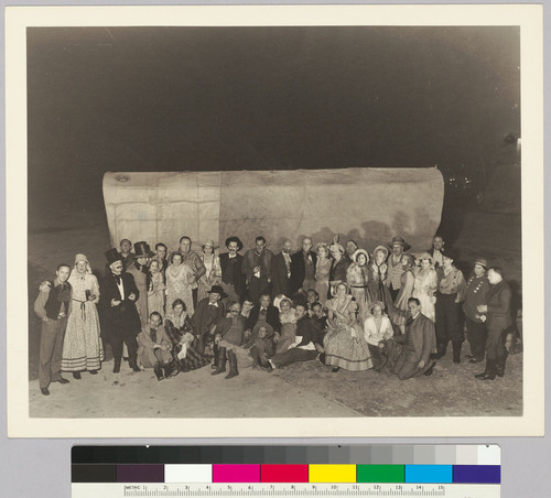 William Randolph Hearst, Sr. with large group at western theme costume party