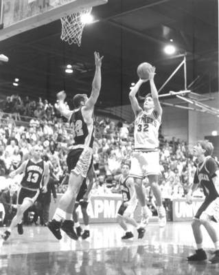 Basketball game in the Hutton Sports Center, Chapman College, Orange, California