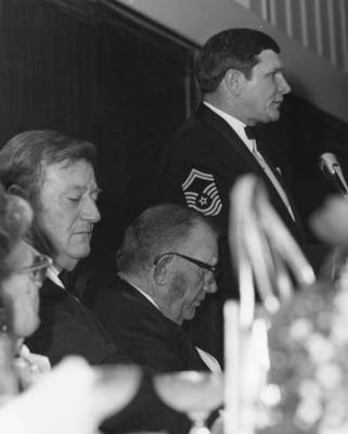 Chief Master Sergeant Jim L. Collins speaking at Chapman College Challenge '70 Dinner