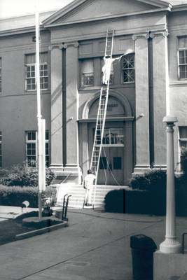 Sandblasting Founders' Hall, Chapman College, Orange, California