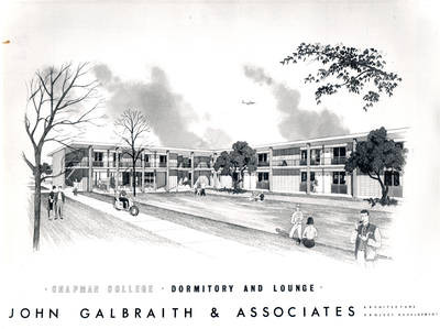 Architectural drawing of Morlan Residence Hall, Chapman College, Orange, California