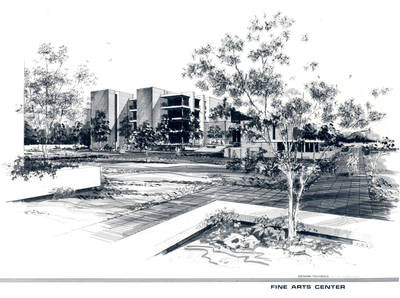 Architectural drawing of Moulton Hall, Chapman College, Orange, California