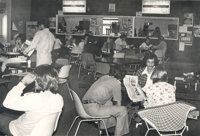 Snack bar inside the old Student Union, Chapman College, Orange, California