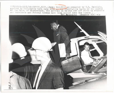 James Meredith Arrives at Univ. of Mississippi by Helicopter
