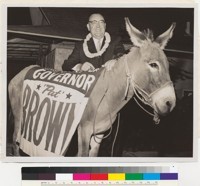 Edmund G. Brown with Democratic donkey