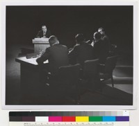 Edmund G. Brown television appearance with four journalist panel