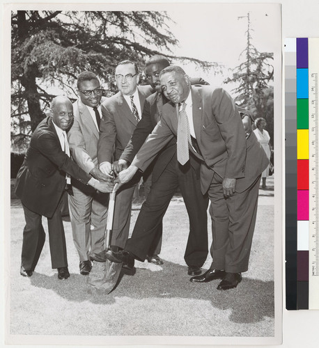 Edmund G. Brown breaking ground with four African American men