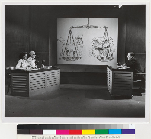 Edmund G. Brown television appearance with two journalist panel