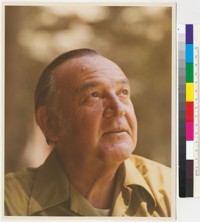 Portrait of Edmund G. Brown looking up