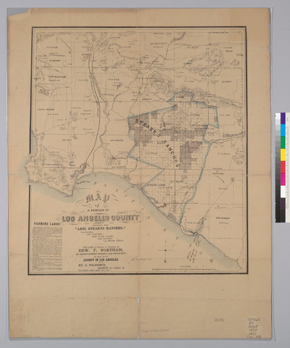 Map of a portion of Los Angeles County : showing the "Abel Stearns ranches" La Habra, Los Coyotes, San Juan Cajon, Las Bolsas, La Bolsa Chica