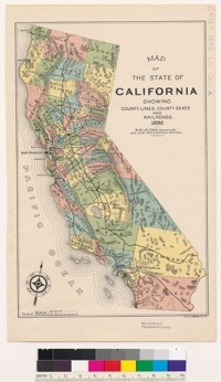 Map of the State of California showing county lines, county seats and ...