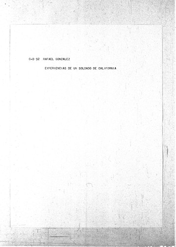 Experiencias de un soldado de California : Santa Barbara, Calif. : ms., 1878 Apr. 2