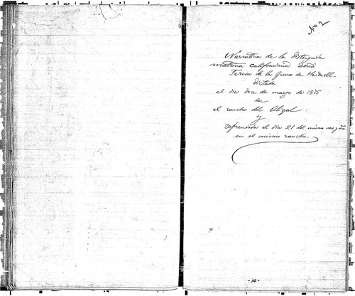 Narrativa de la distinguida matrona Californiana Doña Teresa de la Guerra de Hartnell : Rancho del Alizal : ms.S, 1875 Mar