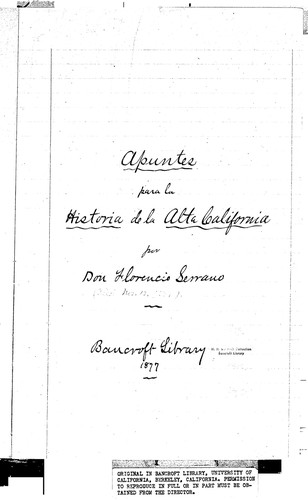 Apuntes para la historia de Alta California : ms., 1877