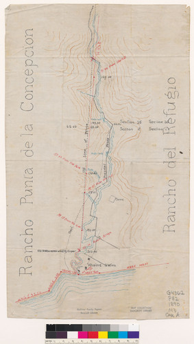 [Map of old and new fences along Cojo Creek between Rancho Punta de la Concepcion and Rancho Nuestra Señora del Refugio : Calif.]