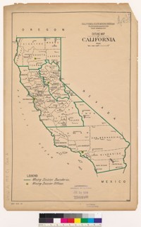 Outline map of California : [showing Mining Division offices and boundaries] / California State Mining Bureau ; Fletcher Hamilton, State Mineralogist