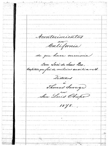 Acontecimientos en California : San Luis Obispo, Calif. : ms.S, 1878 Apr. 22