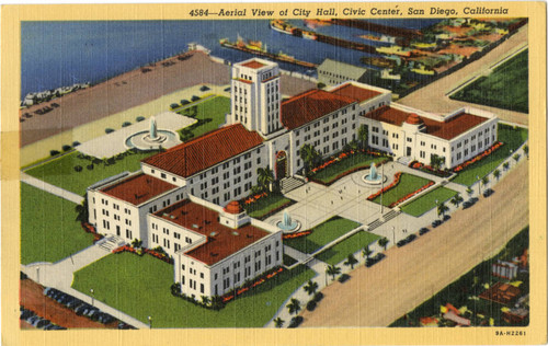 Aerial View of City Hall, Civic Center, San Diego, California