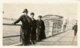 Clara and Ida Newell with Emma Buss on the Endless/Pleasure Pier in front of Giant Dipper