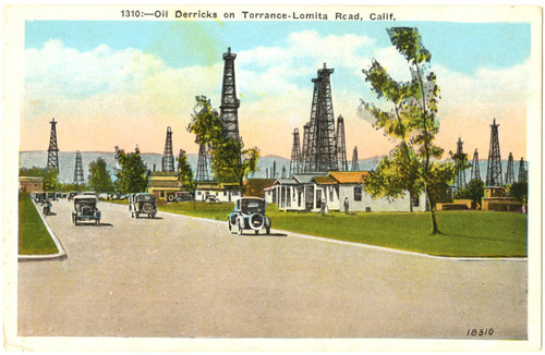 Oil Derricks on Torrance-Lomita Road, Calif