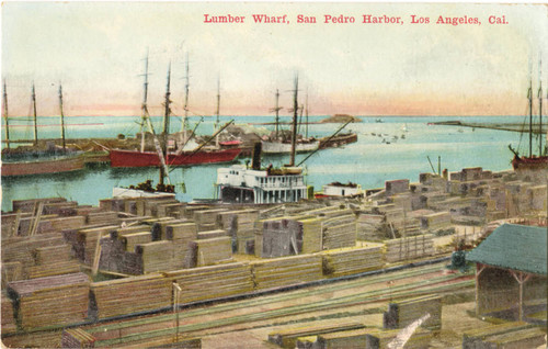 Lumber Wharf, San Pedro Harbor, Los Angeles, Cal