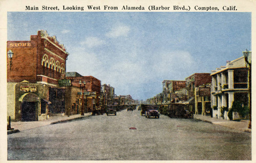 Main Street, looking west from Alameda (Harbor Blvd.), Compton California