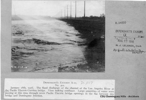 Weinberg Company vs. Bixby, et al; Defendant's Exhibit A-11; Los Angeles River overflowing at Cerritos Trestle