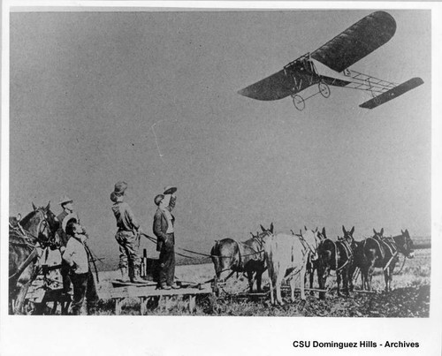 Bleriot Monoplane over horsecart