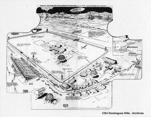 Diagram showing avation field and buildings