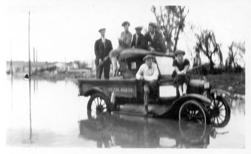 "Fishing" from truck stuck on flooded street