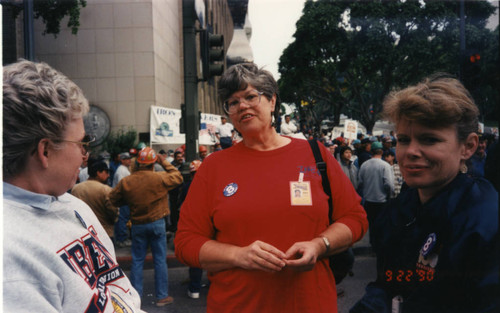 I.B.E.W. Local 11 Tradeswomen at a L.A. union protest rally