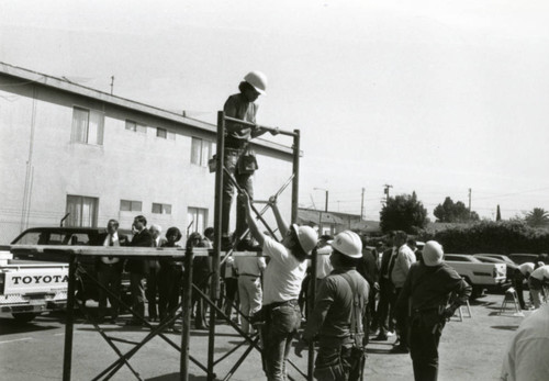 Trainees at a construction site