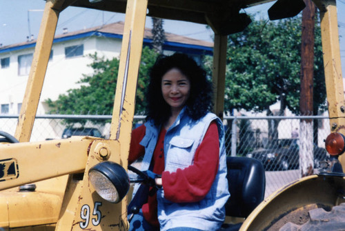 Heavy equipment operator at a construction site