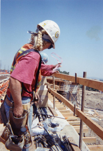 A carpenter at a construction site