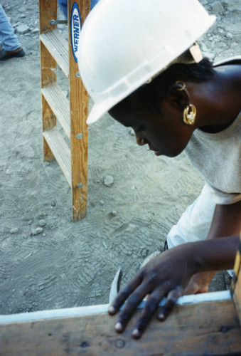 Trainee at a Habitat for Humanity construction site