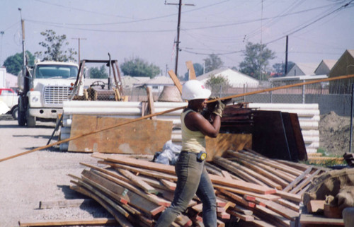 A tradeswoman at a construction site