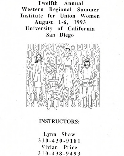 Twelfth Annual Western Regional Summer Insitute for union Women flyer