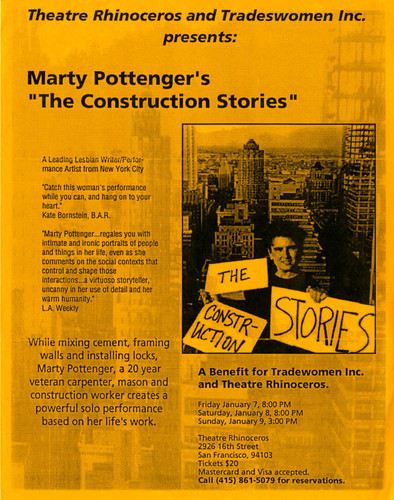 Marty Pottenger's The Construction Stories [flyer]